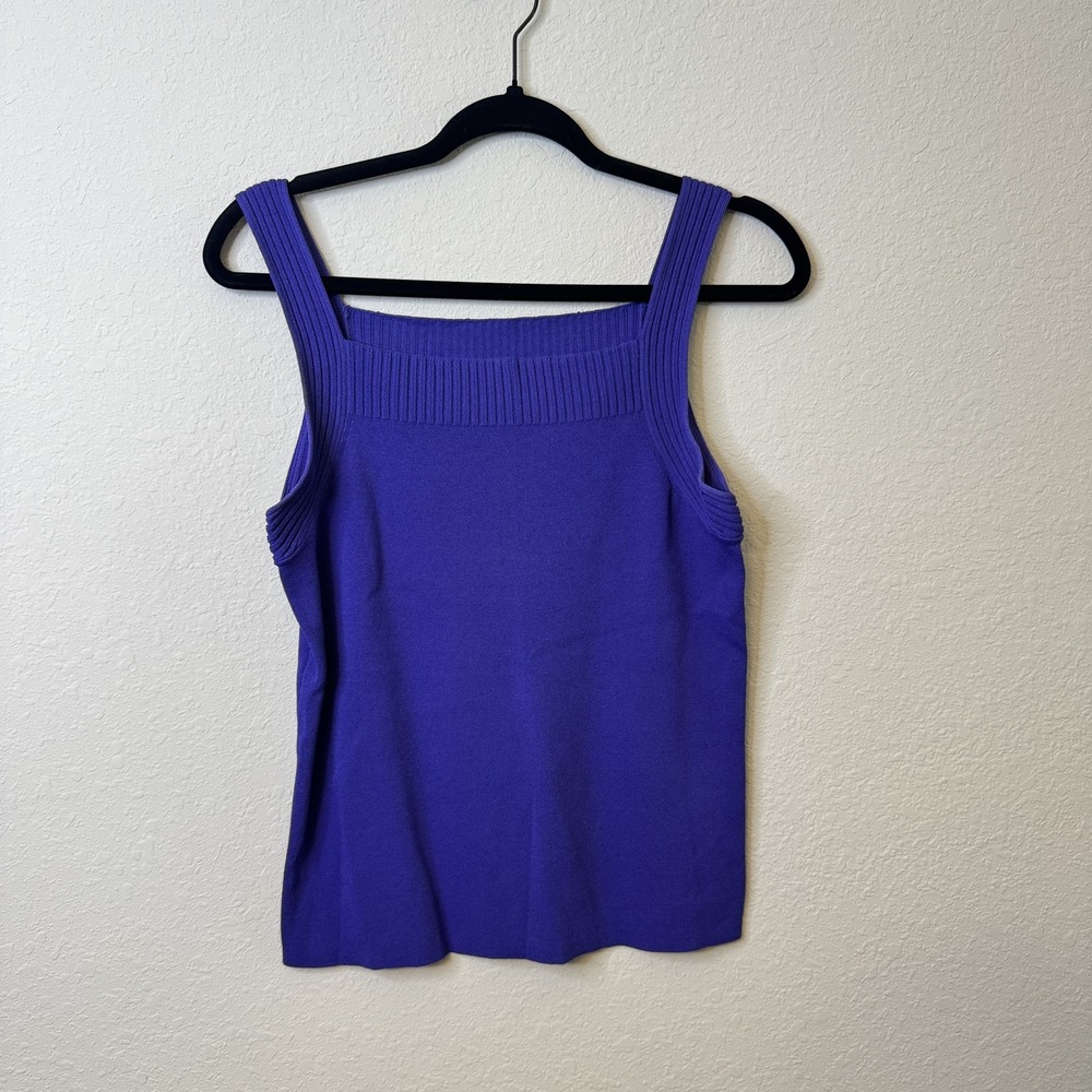 Jones‎ New York Collection Sweater Tank Womens Medium Purple Knit Rayon Nylon